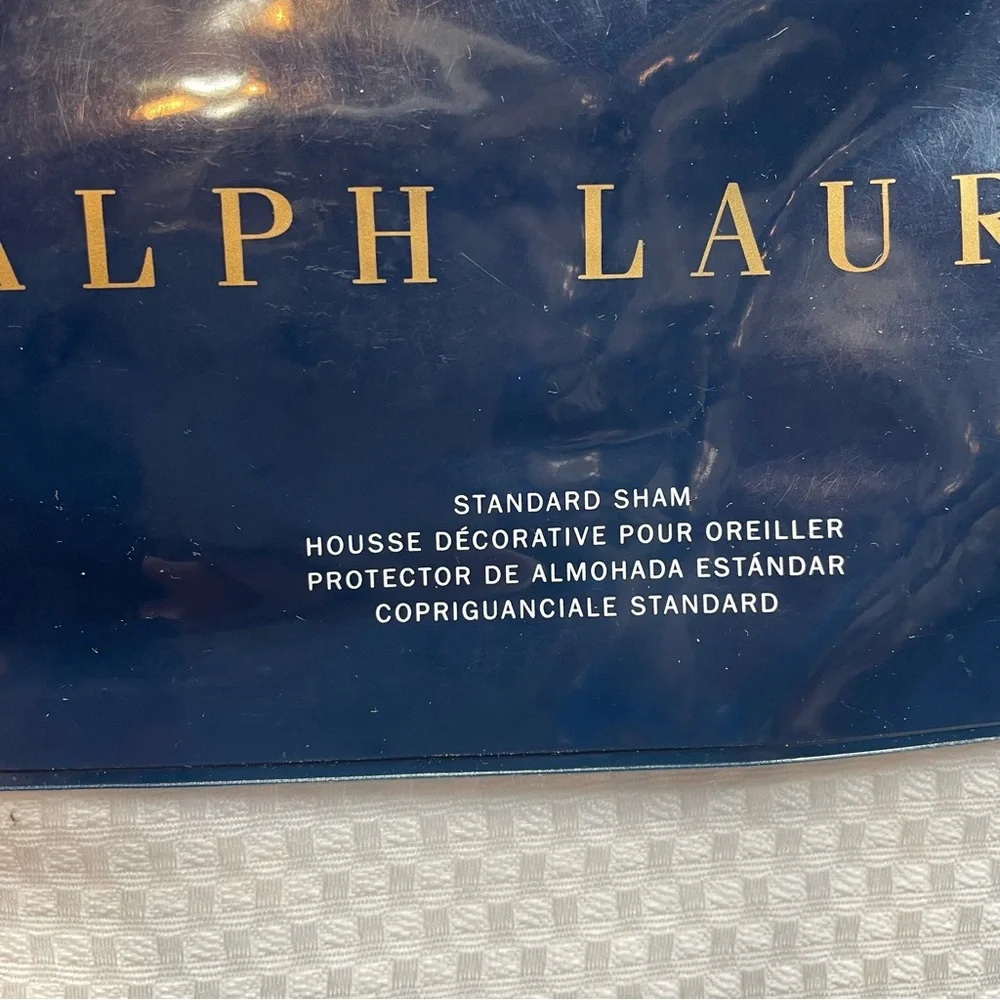Ralph Lauren Set 2 York Standard Shams Textured 100% Cotton White‎ NEW $1100
